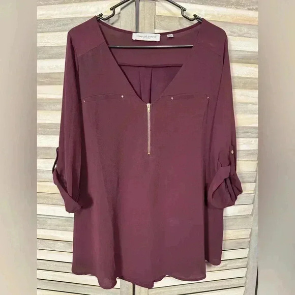 Tempted Hearts Tops - Tempted Hearts – Blouse – Burgundy – 2X
